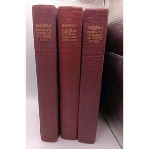 1908 Lot Of 3 Vintage Hardback Books EMILE GABORIAU Antique The Lecoq Edition